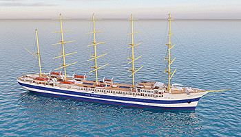 Ab 2017 setzt die Reederei auf dem dann größten Segelschiff der Welt 6.350 Quadratmeter Segelfläche © Star Clippers