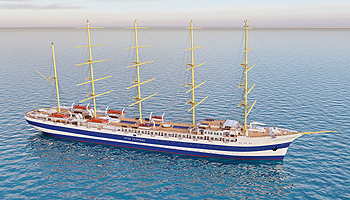 Ab 2017 setzt die Reederei auf dem dann größten Segelschiff der Welt 6.350 Quadratmeter Segelfläche © Star Clippers
