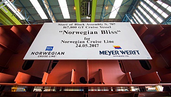 Kiellegung der Norwegian Bliss auf der Meyer Werft Papenburg © Norwegian Cruise Line