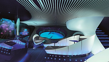 Dem Meer ganz nah in der Underwater Lounge Blue Eye © Ponant / Jaques Rougerie Architecte