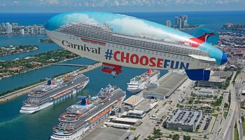 Die Carnival Horizon beim Anlegen im neuen Heimathafen Miami - die baugleiche Carnival Vista macht sich auf den Weg in die Karibik © Andy Newman/Carnival Cruise Line